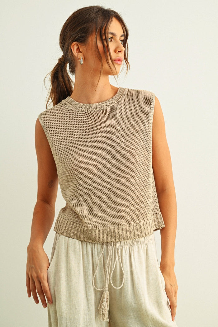 Boxy Cropped Tank (stone) - GEORGE-MARY'S