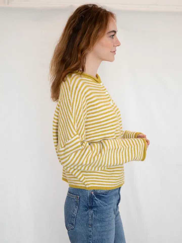 The Piper Cardigan (dijon mini stripe)