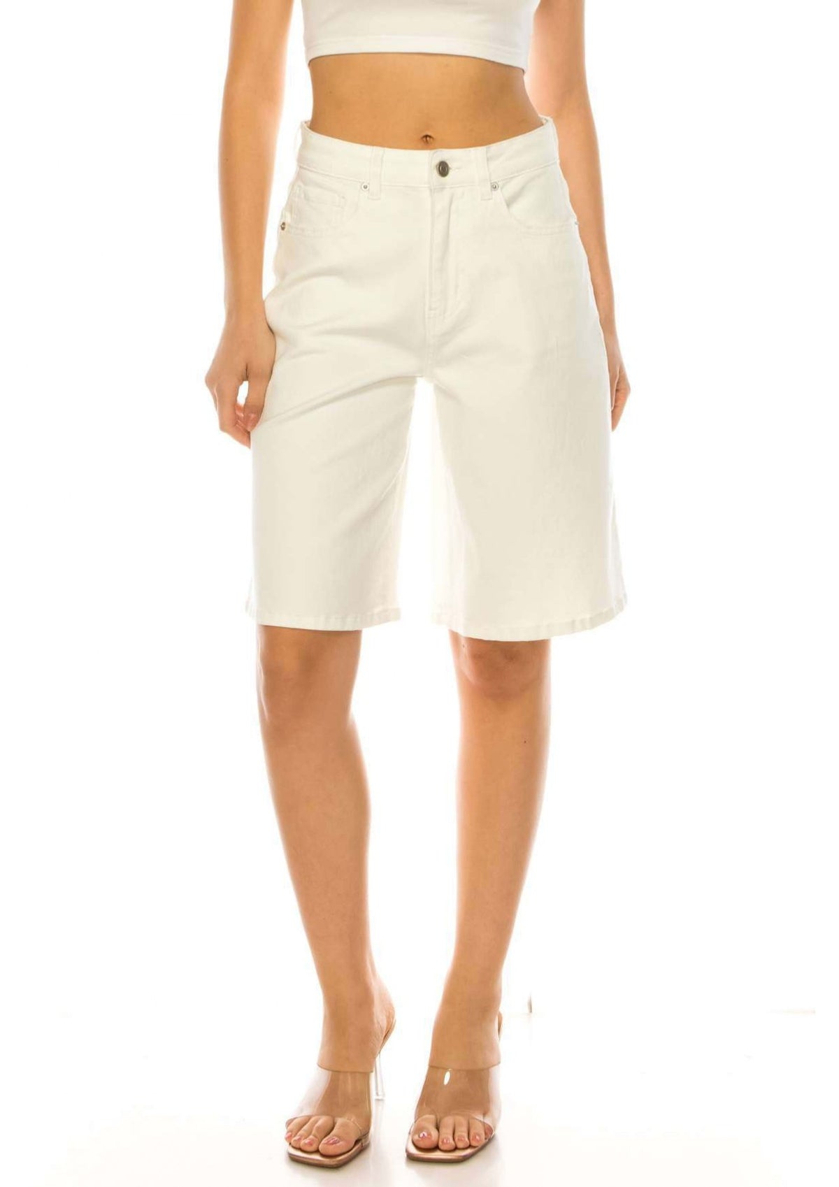 Classic White Denim Bermuda Short