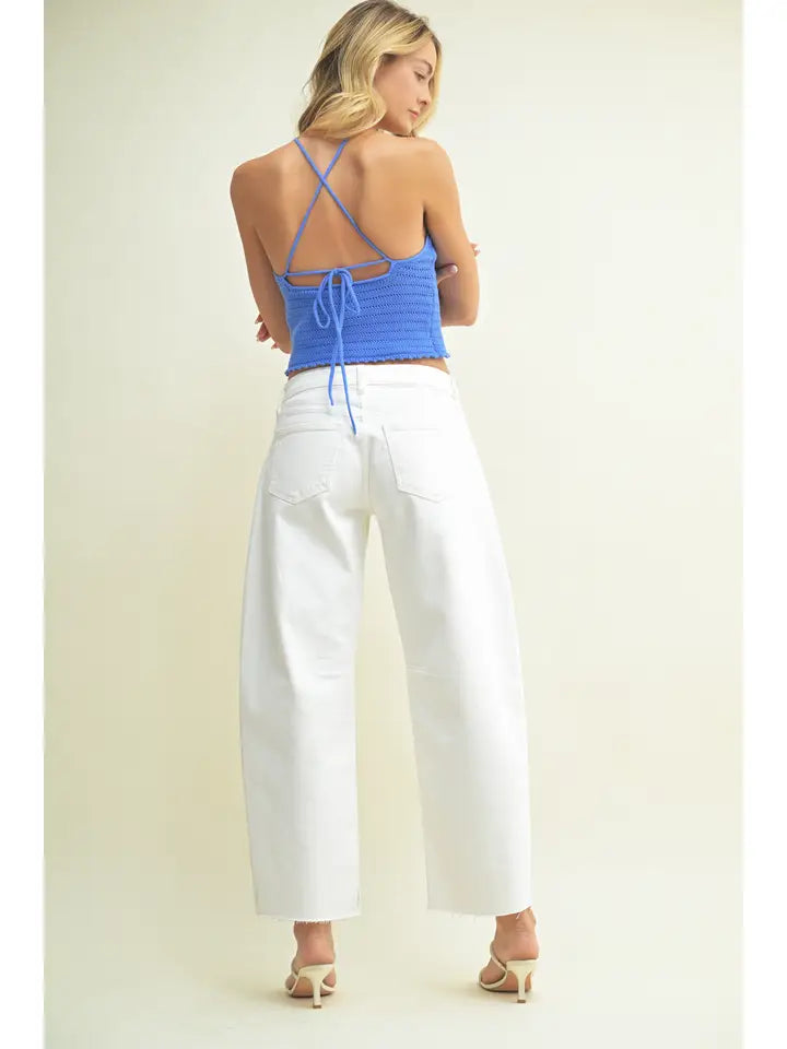 Mid-Rise Barrel Jeans (white)