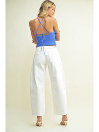 Mid-Rise Barrel Jeans (white)