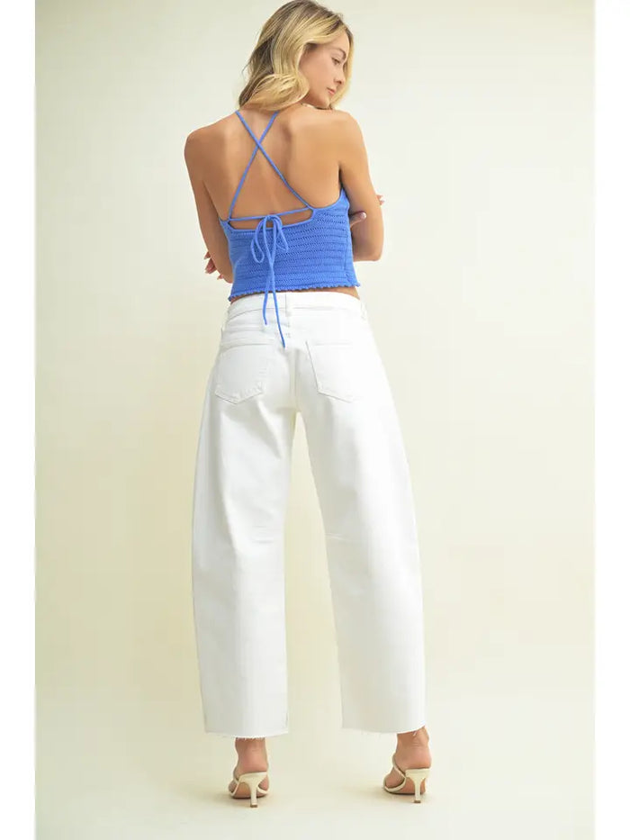 Mid-Rise Barrel Jeans (white)