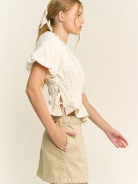 Lola Smocked Puff Sleeve Top (ivory) - GEORGE-MARY'S