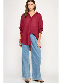 Daydream Button-Down (burgundy) - GEORGE-MARY'S