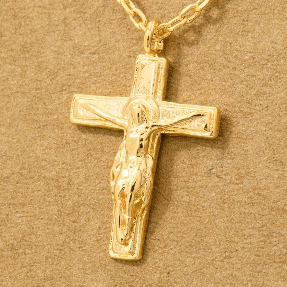 Gold Dipped Crucifix Cross Pendant Necklace - GEORGE-MARY'S