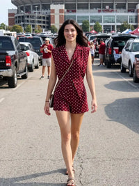 Burgundy Dot Romper - GEORGE-MARY'S