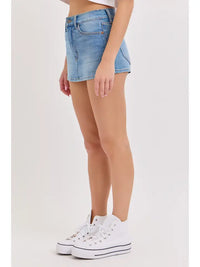 Mid Waisted Denim Mini Skort (lmedium)