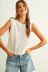 Boxy Cropped Tank (ivory) - GEORGE-MARY'S