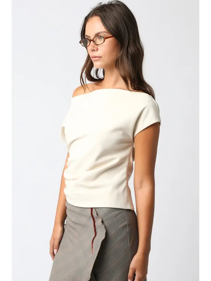 Draped Shoulder Top (ecru)