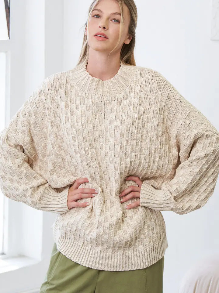 Monroe Checkered Sweater (ivory)