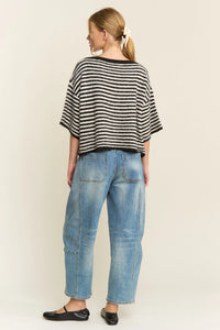 The Penny Cardigan (black/ivory stripe)