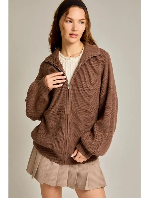 Late Sundays Zipper Cardigan (chocolate)