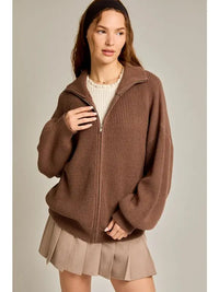 Late Sundays Zipper Cardigan (chocolate)