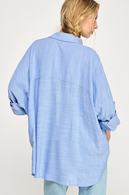 Preston Button Up Shirt (blue and white)