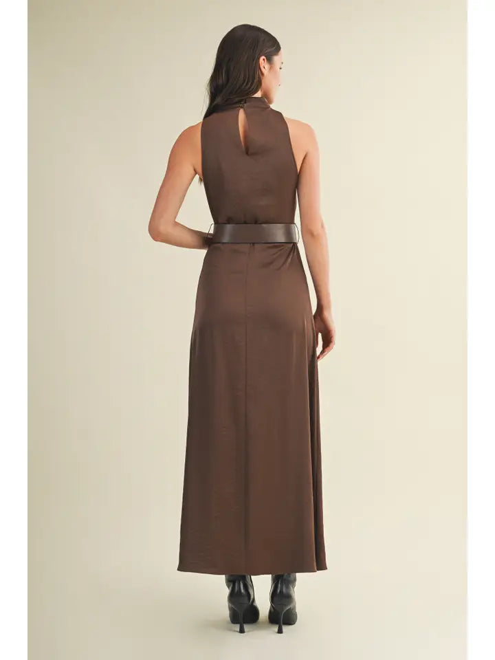 Fiona Satin Halter Dress