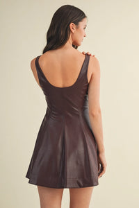Zia Zipper Leather Dress (merlot)