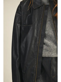 PREORDER Wells Washed Leather Jacket (black)