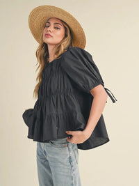 Tiered Shirring Top (black)