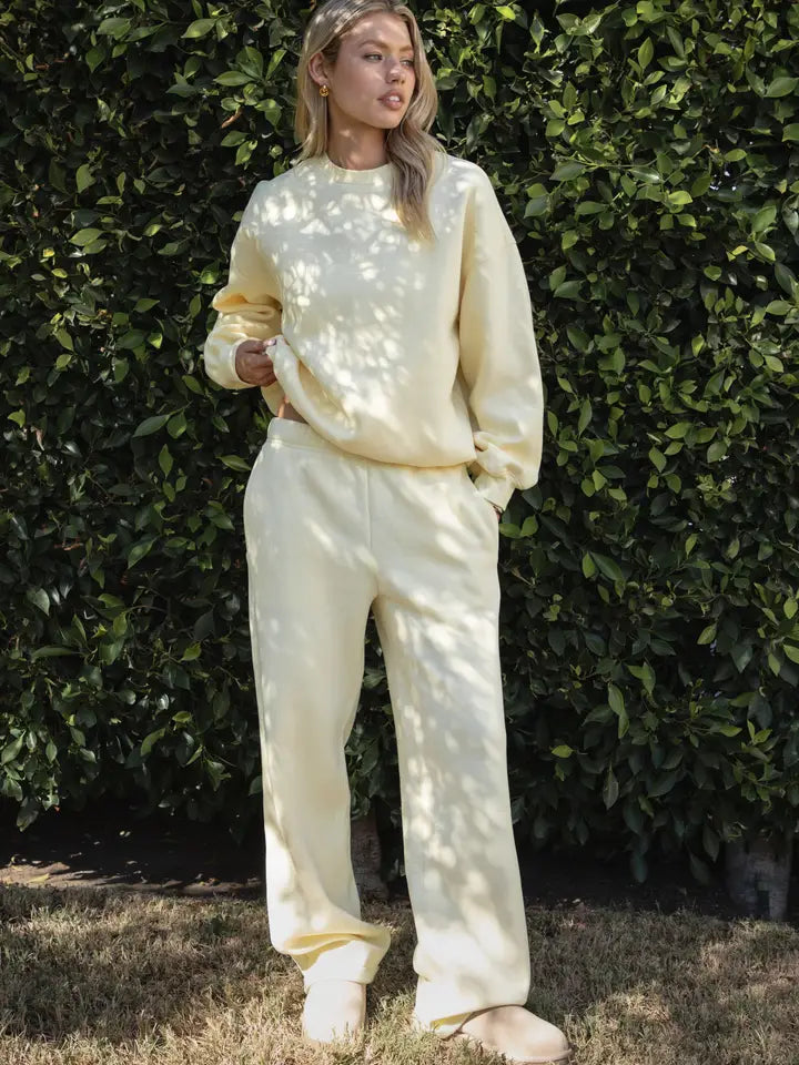 Cloud Fleece Wide Leg Jogger (butter)