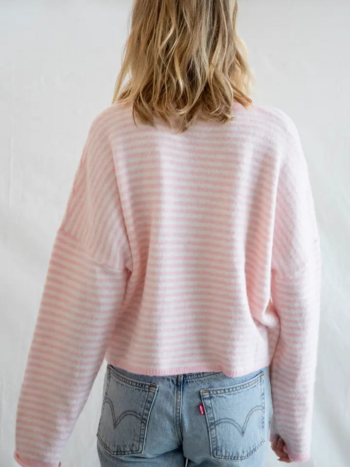 The Piper Cardigan (pink mini stripe)