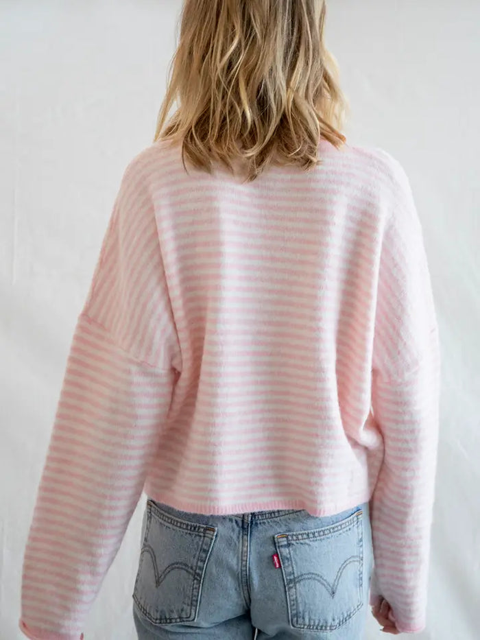 The Piper Cardigan (pink mini stripe) - GEORGE-MARY'S