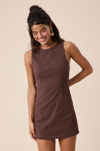 Boatneck Mini Dress (brown)