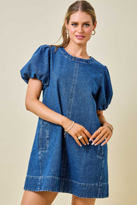 Denim Bubble Sleeve Dress