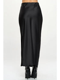 Satin Maxi Skirt with slit (black)