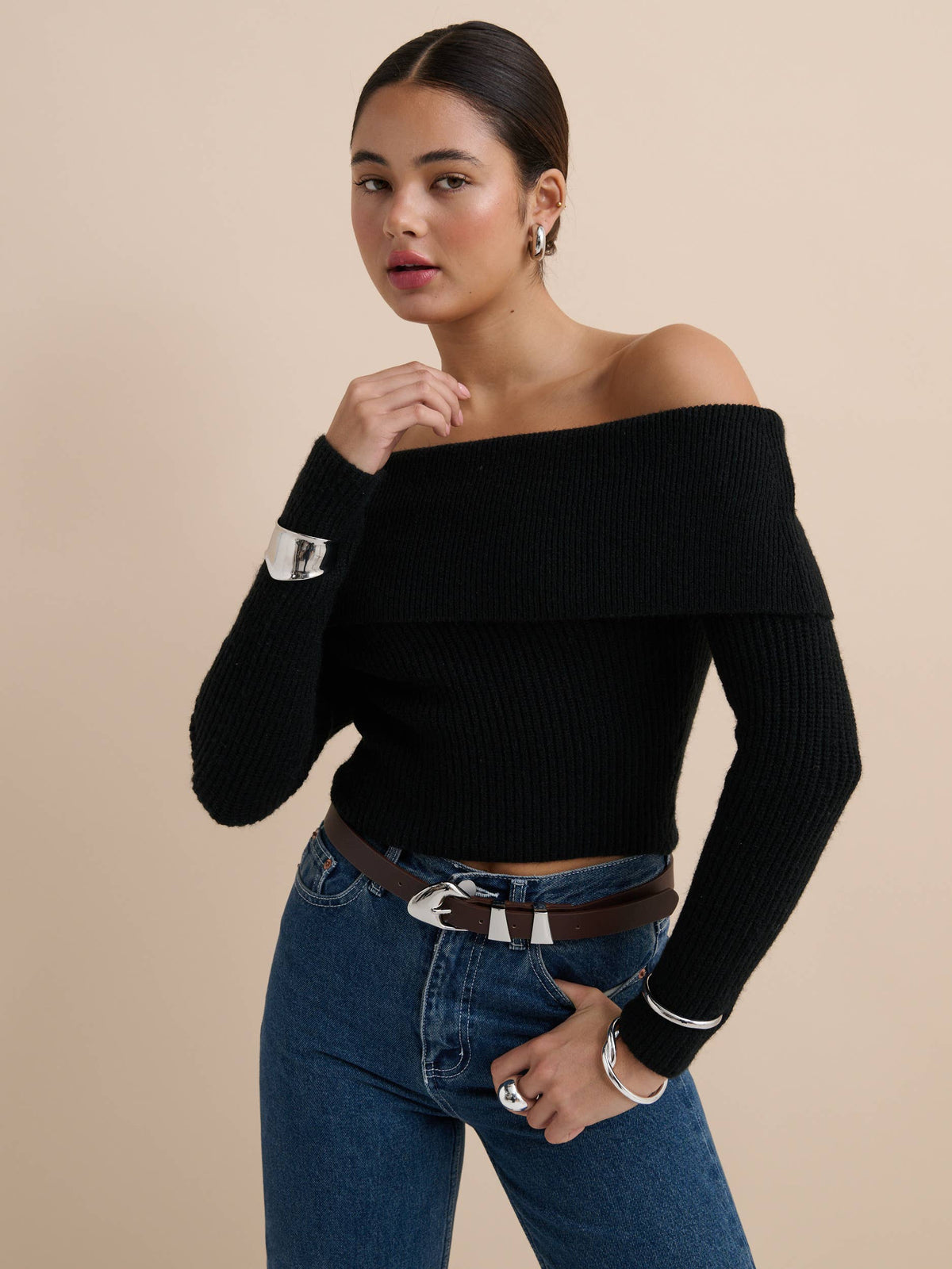 Pebble Dome Buckle Belt in Brown - GEORGE-MARY'S
