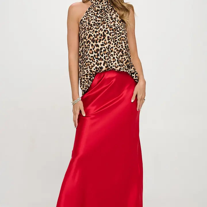 Satin Maxi Skirt (red)