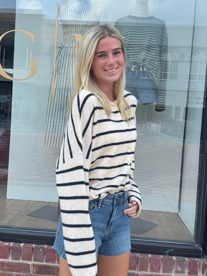 Piper Cardigan (natural/navy) - GEORGE-MARY'S