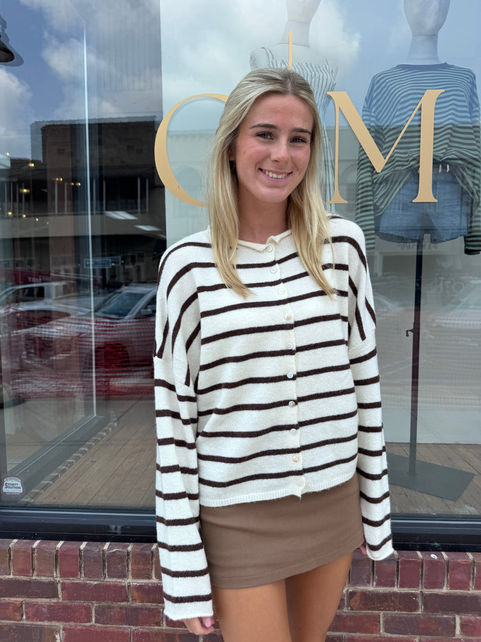 Piper Cardigan (cream/brown) - GEORGE-MARY'S