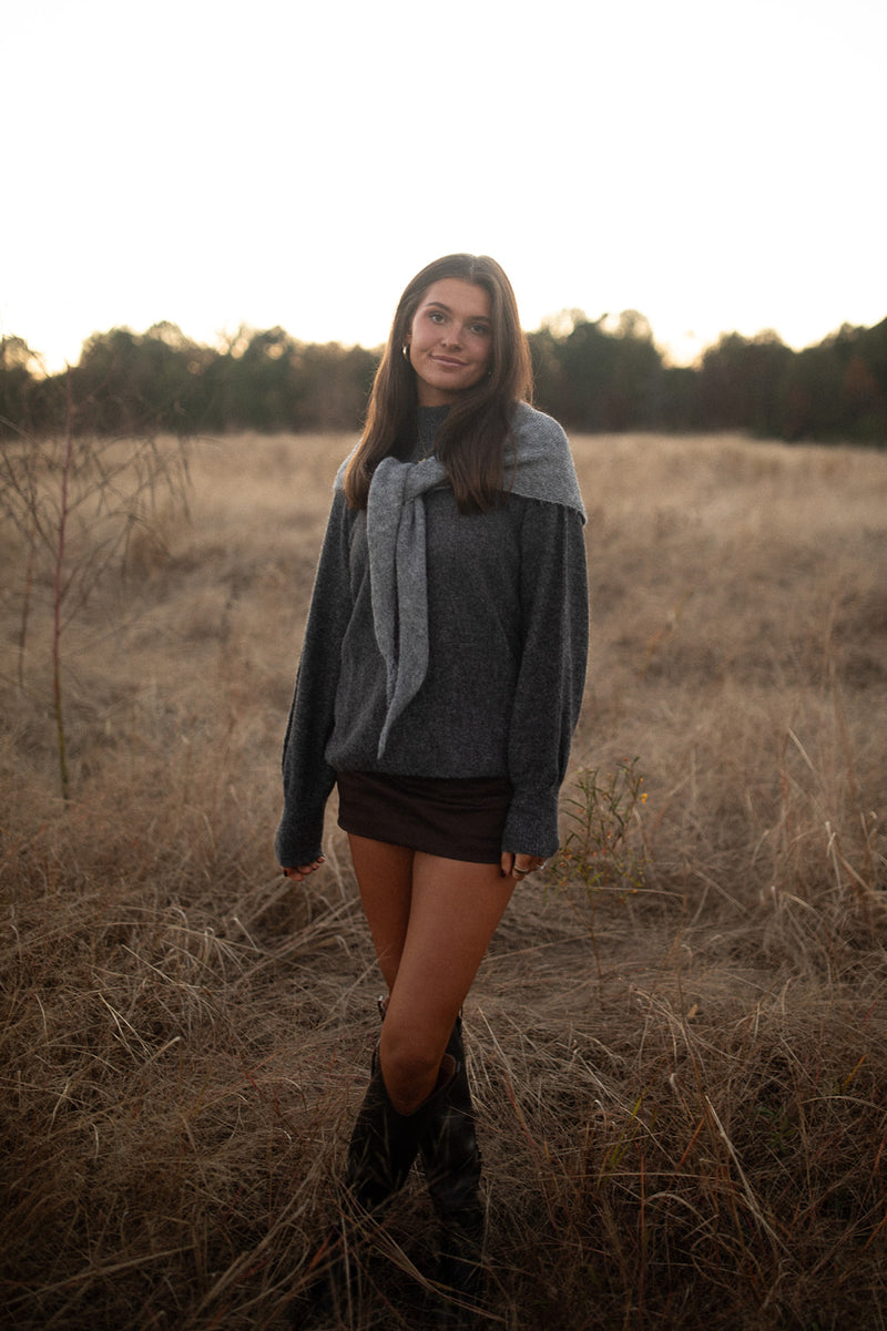 Balloon Sleeve Sweater (charcoal blk)