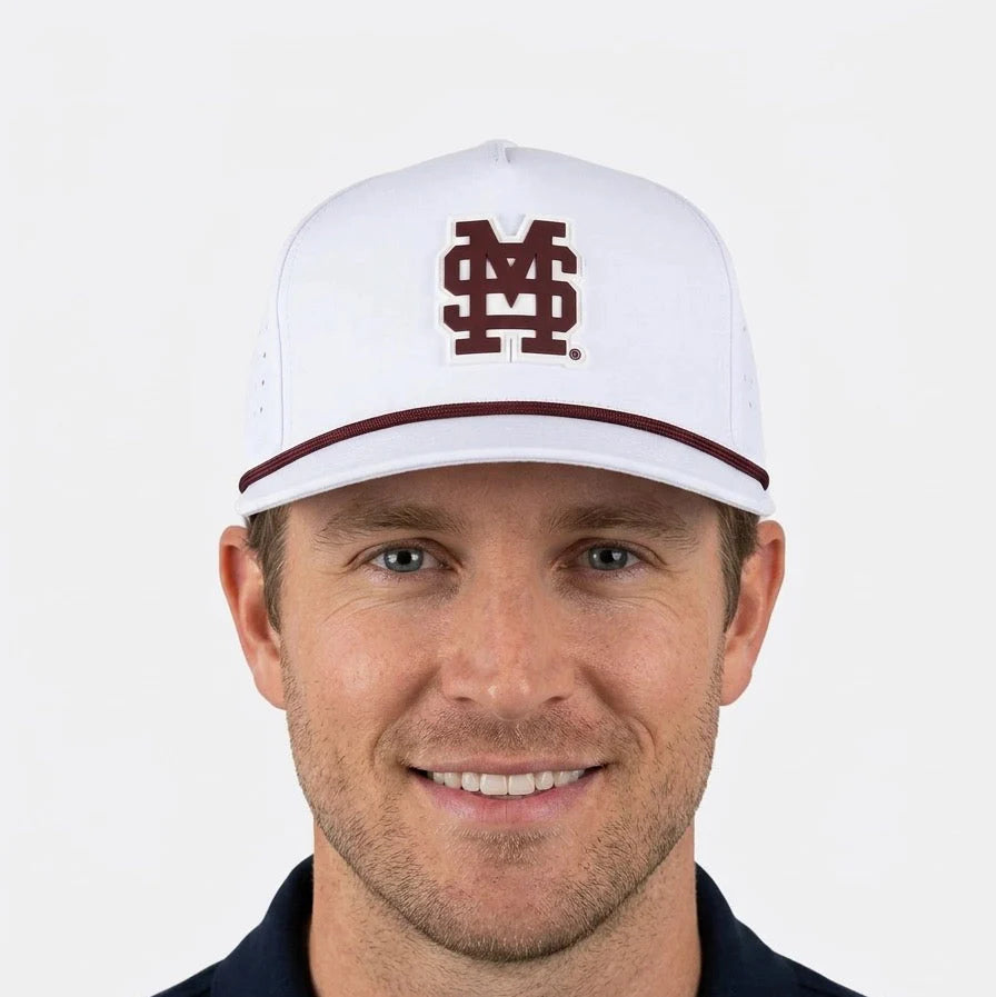 Mississippi State Performance Rope Hat- White - GEORGE-MARY'S