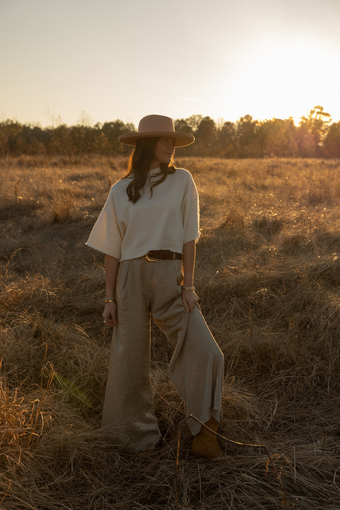 Satin Belted Wide Leg pants (mocha)