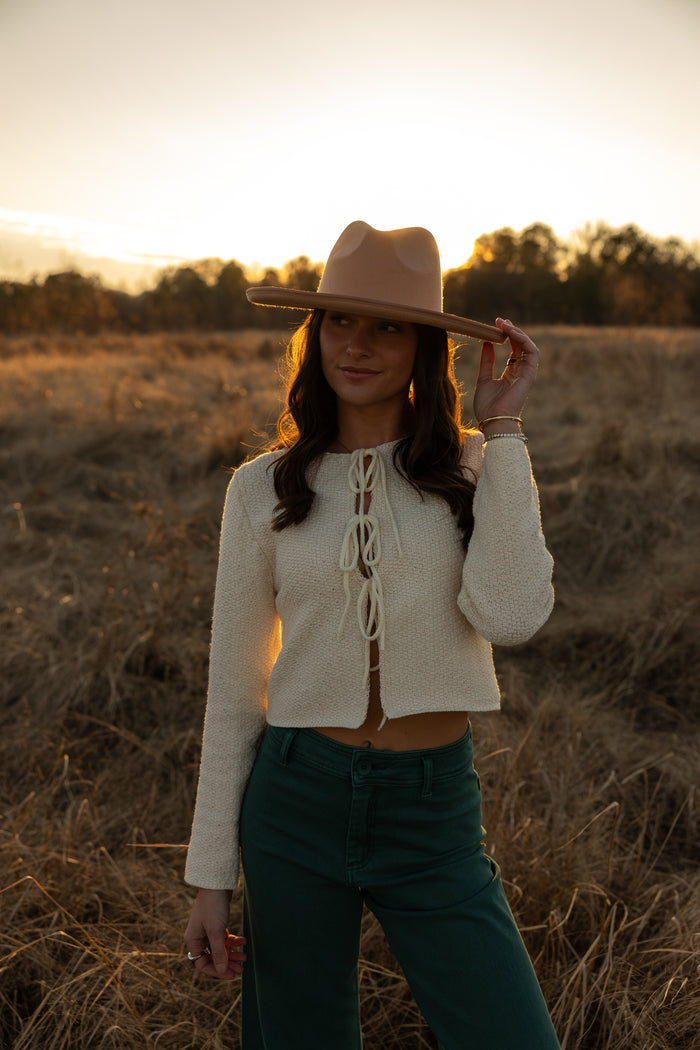 Mae Bow Tie Cardigan (cream)