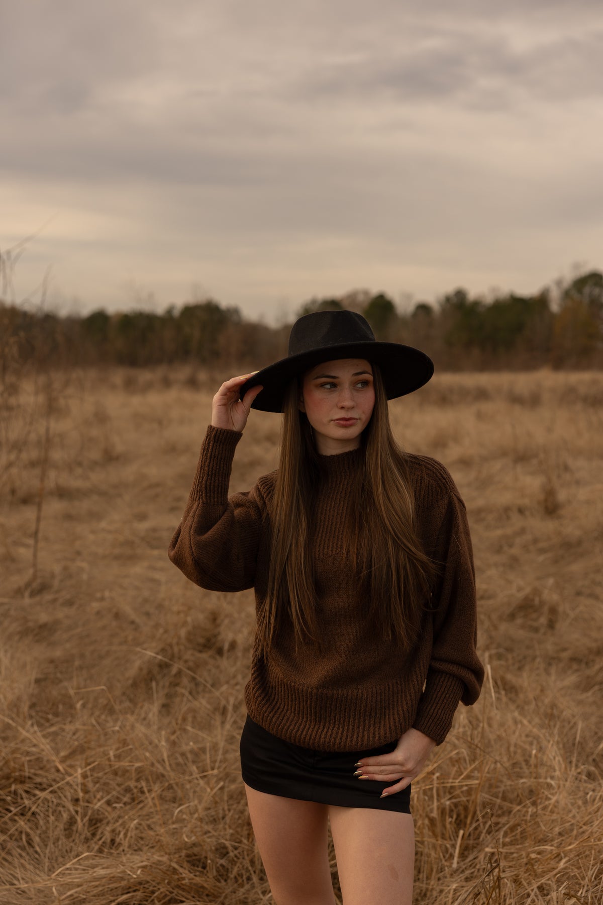 Mockneck Patterned Sweater (brown)