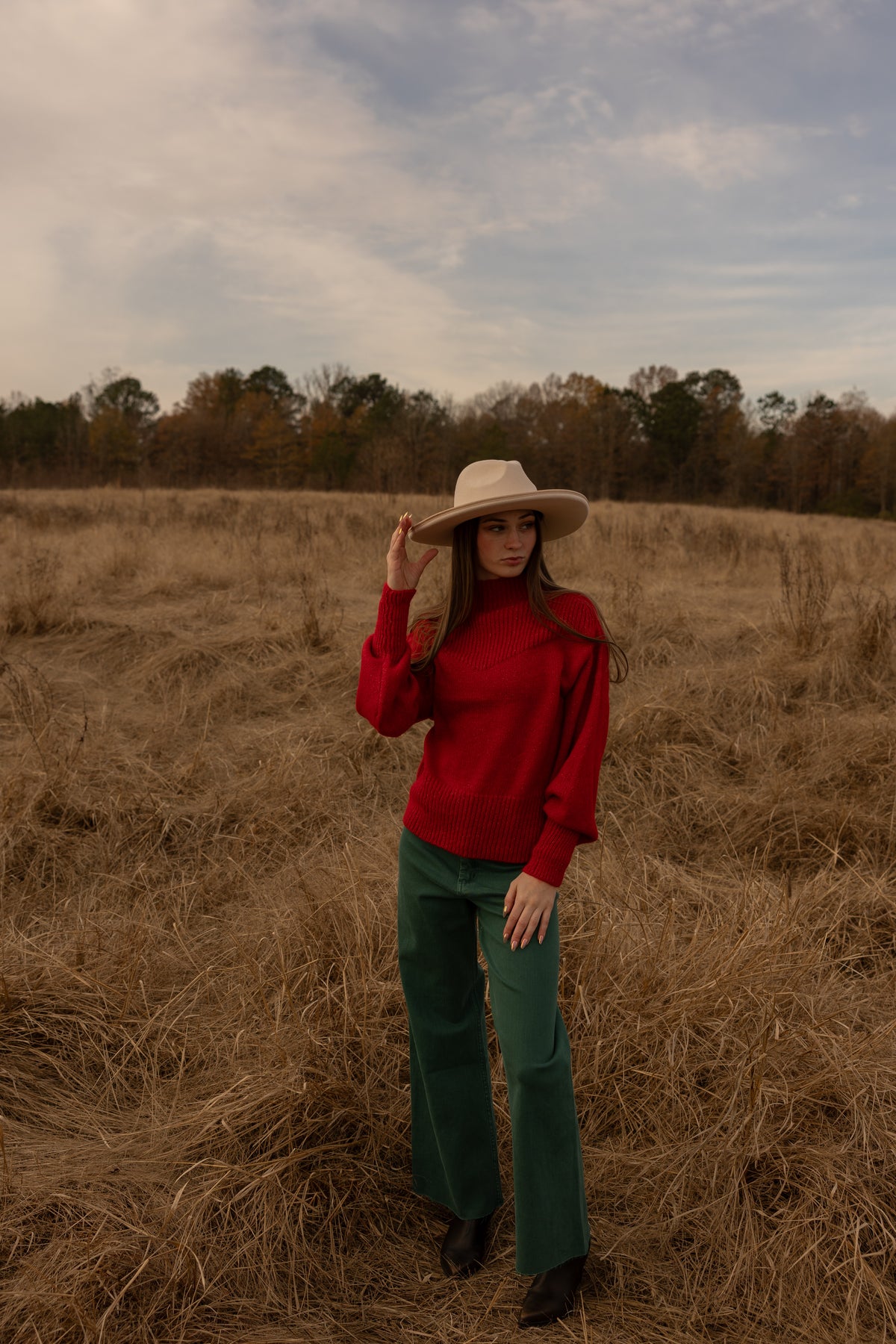 Mockneck Patterned Sweater (ruby)