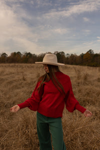 Mockneck Patterned Sweater (ruby)