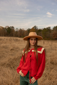 Bowie Red Collared Sweater