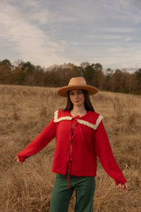 Bowie Red Collared Sweater