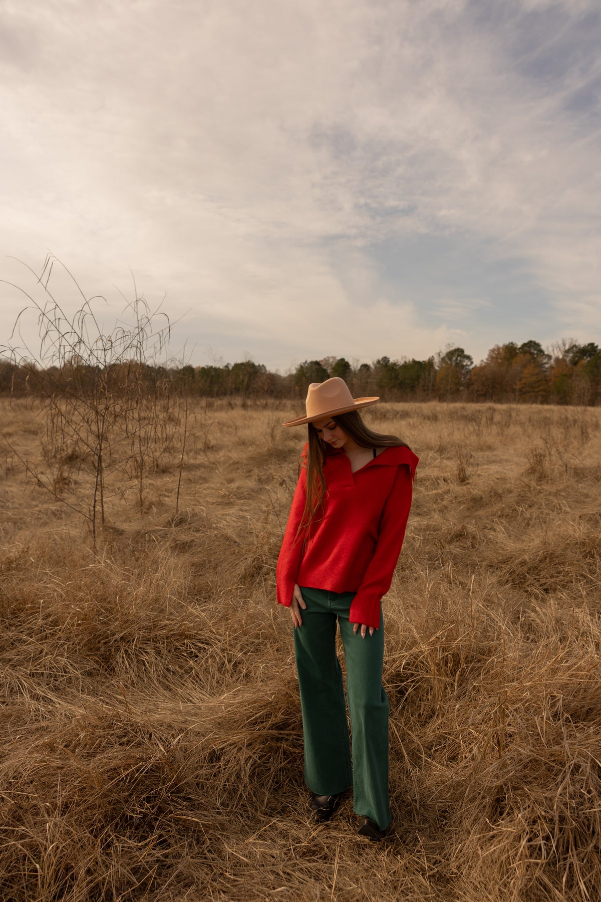 Roxie Collared Sweater (red) - GEORGE-MARY'S