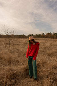 Roxie Collared Sweater (red) - GEORGE-MARY'S