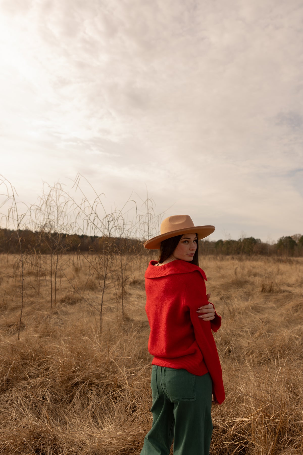 Roxie Collared Sweater (red) - GEORGE-MARY'S