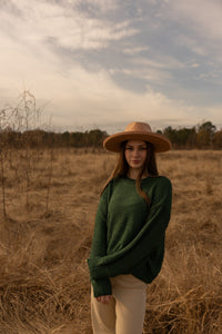 Boxy Balloon Sleeve Sweater (dark green)