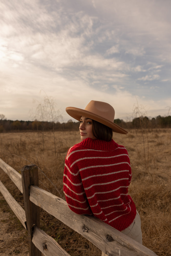 Pieter Striped Boxy Cardigan (red)