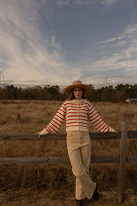 Pieter Striped Boxy Cardigan (cream)