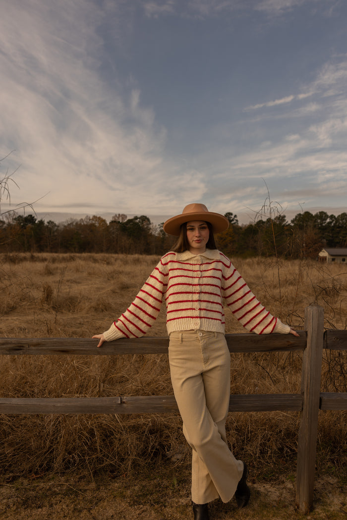 Pieter Striped Boxy Cardigan (cream)