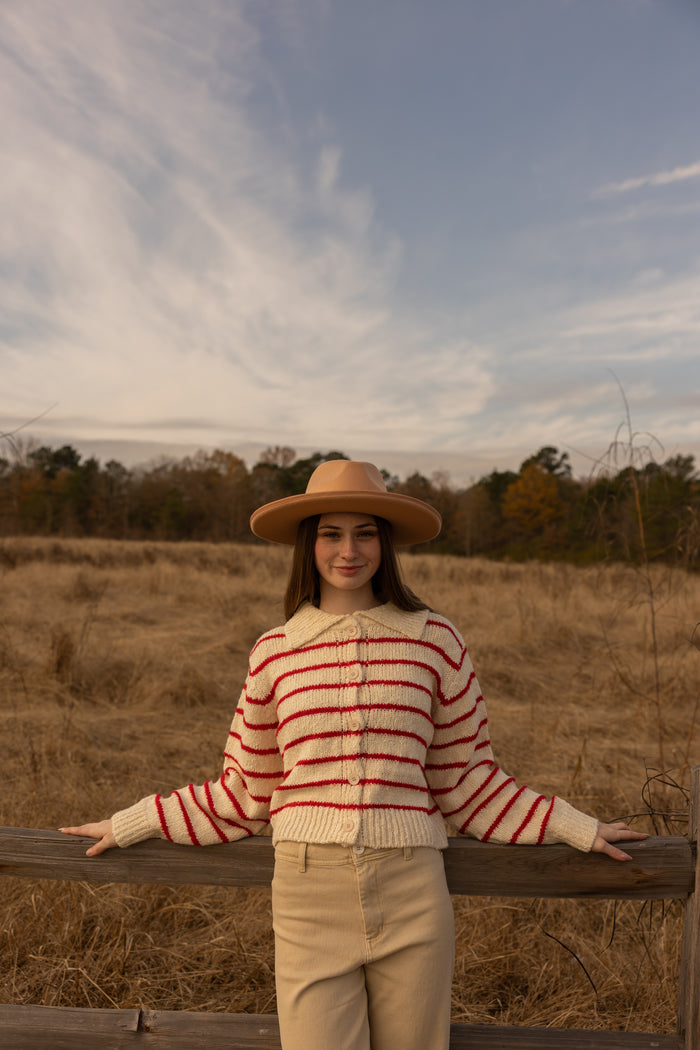 Pieter Striped Boxy Cardigan (cream)