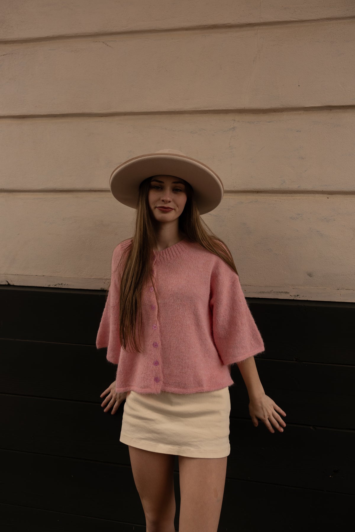 The Penny Cardigan (pink/ivory)
